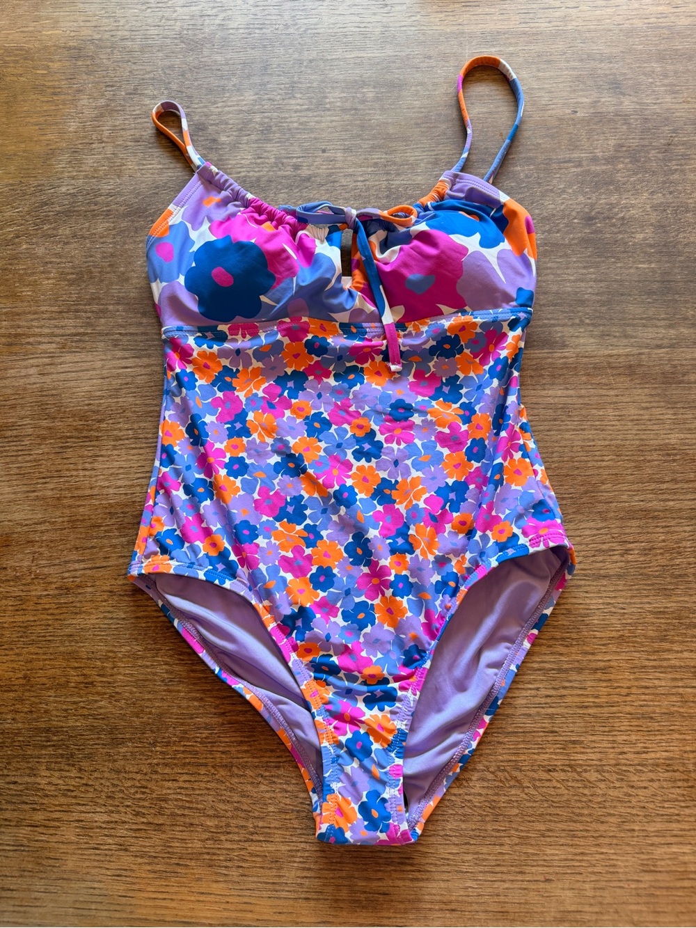 Roxy Purple Pink Orange Floral One-Piece Swimsuit